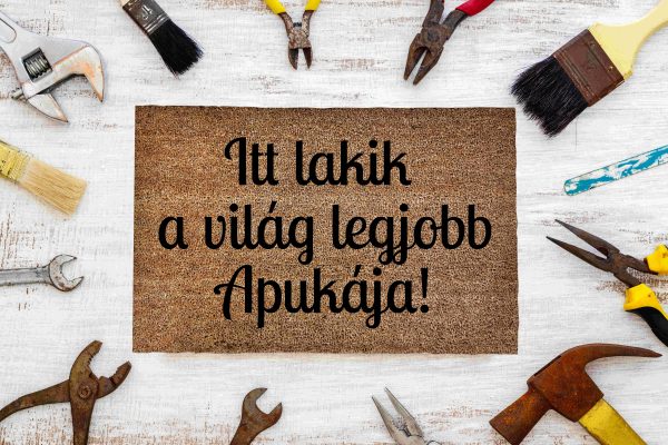 Itt lakik a világ legjobb apukája vicces feliratos kókusz lábtörlő