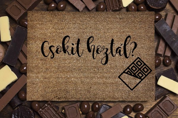 Csokit hoztál? vicces feliratos kókusz lábtörlő - több méretben