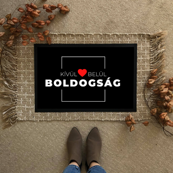 Kívül-belül boldogság vicces feliratos Flat standard lábtörlő - több méretben