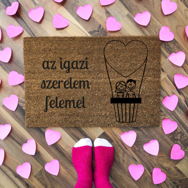Az igazi szerelem felemel feliratos kókusz lábtörlő - több méretben