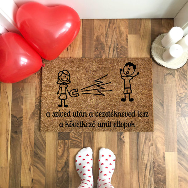 A szíved után a vezetékneved lesz a következő amit ellopok vicces Valentin-napi ajándék feliratos kókusz lábtörlő - több méretben