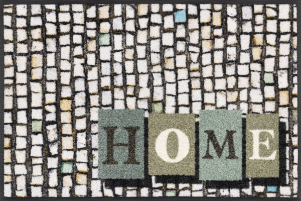 Home szürkésbarna mozaikos feliratos, beltéri lábtörlő
