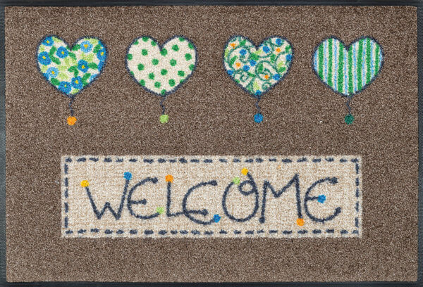 Welcome négy szívecske feliratos beltéri lábtörlő