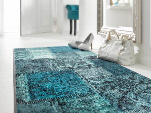 Türkiz patchwork szennyfogó szőnyeg