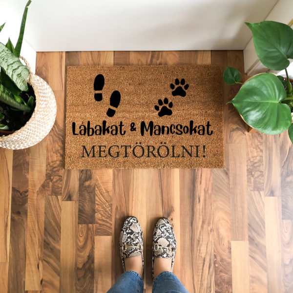 Lábakat & mancsokat megtörölni vicces feliratos kókusz lábtörlő - több méretben
