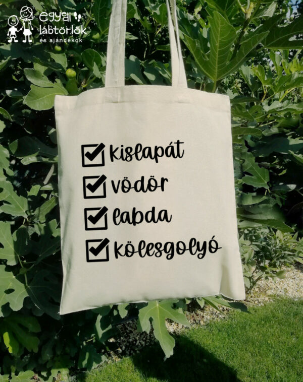 Kislapát, vödör, labda.... egyedi vászontáska