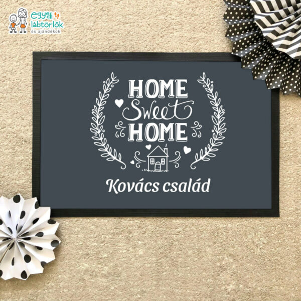 Home Sweet Home - antracit háttérszínnel - Flat Standard textil lábtörlő 60x40cm