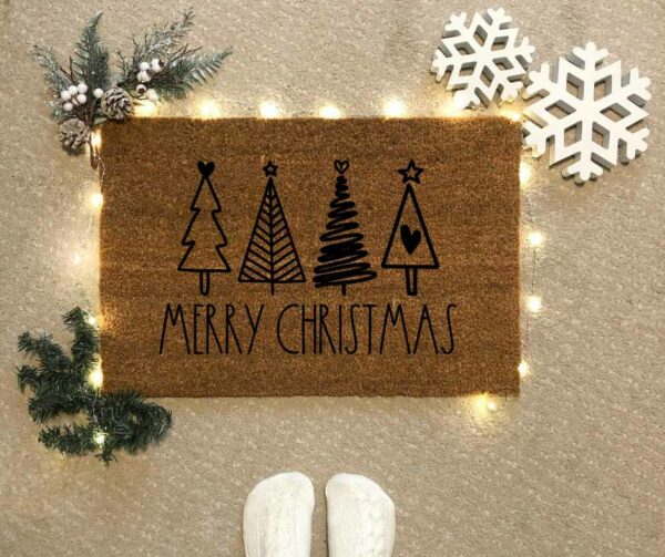 Merry Christmas karácsonyfák - kókusz lábtörlő több méretben
